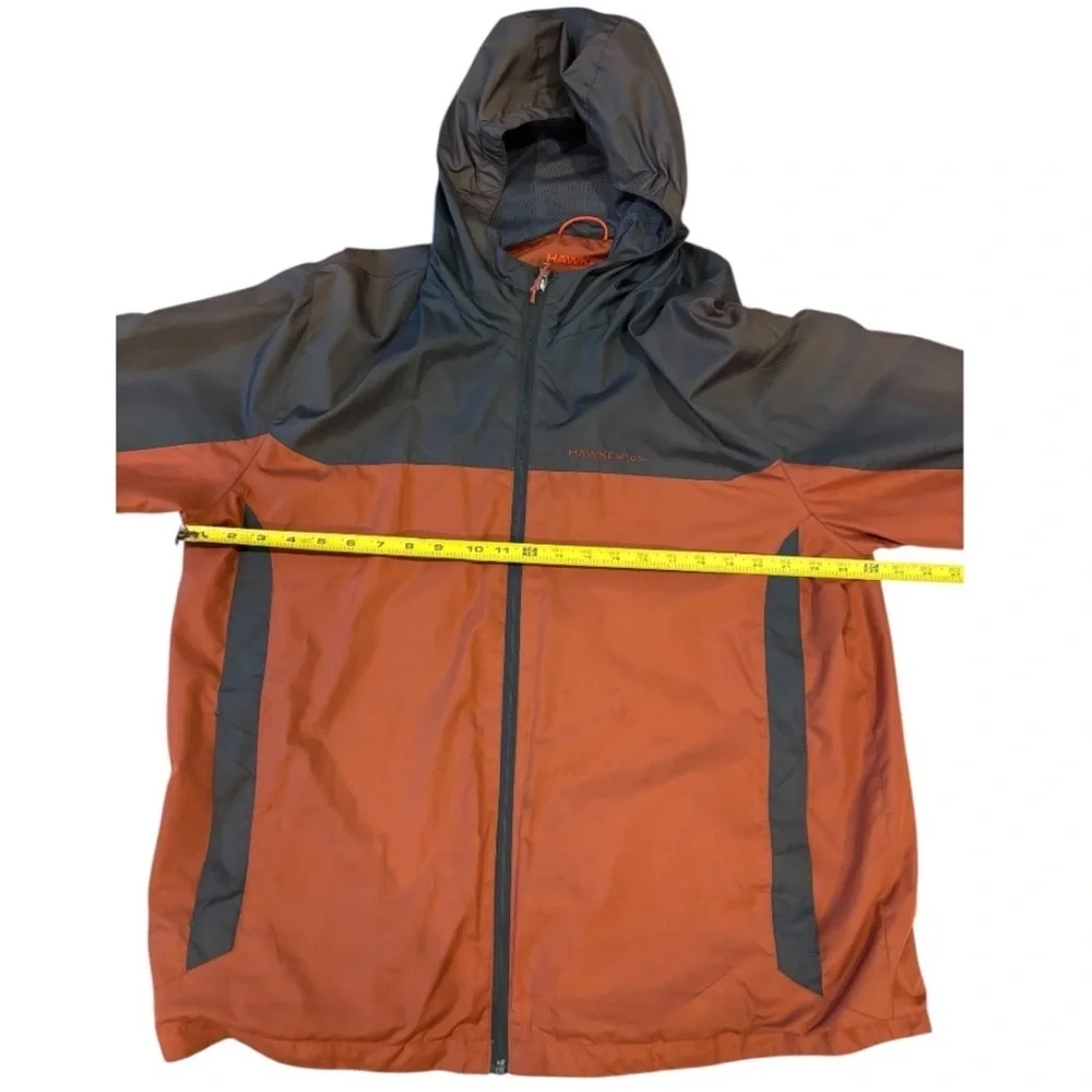 Hawke & Co Men's Orange and Gray Full Zip Hooded Windbreaker Size XL